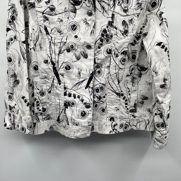 Chico's Platinum Womens Button Up Jacket Multicolor Print Size Large Pockets - Picture 3 of 8